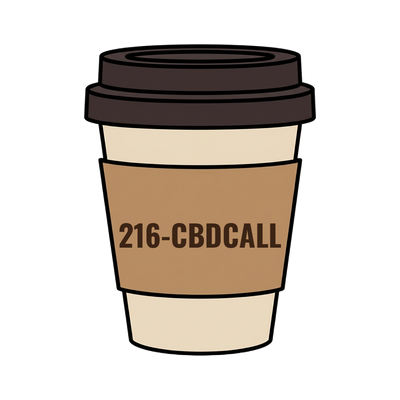 216-CBDCALL on a coffee cup