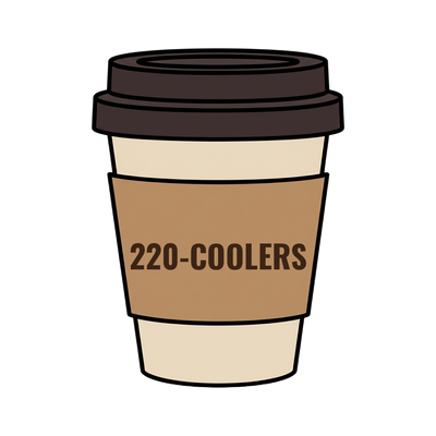 220-COOLERS on a coffee cup