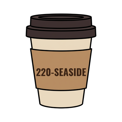 220-SEASIDE on a coffee cup