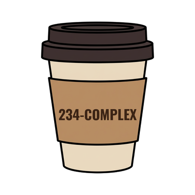 234-COMPLEX on a coffee cup