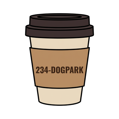 234-DOGPARK on a coffee cup