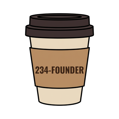 234-FOUNDER on a coffee cup