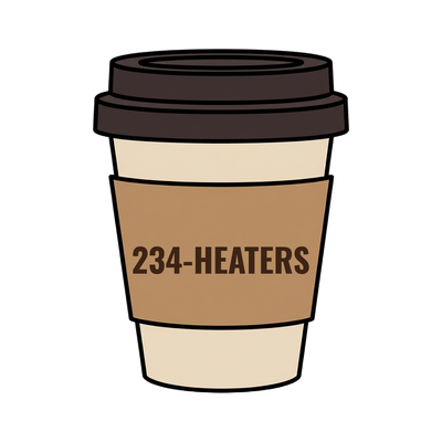 234-HEATERS on a coffee cup