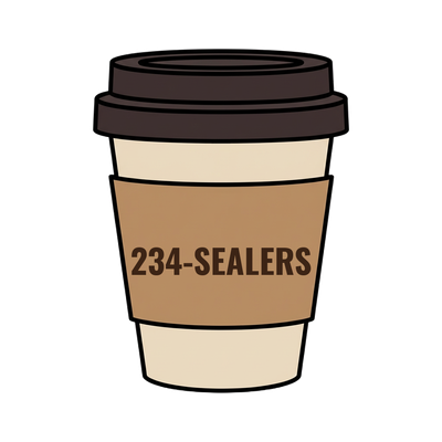 234-SEALERS on a coffee cup