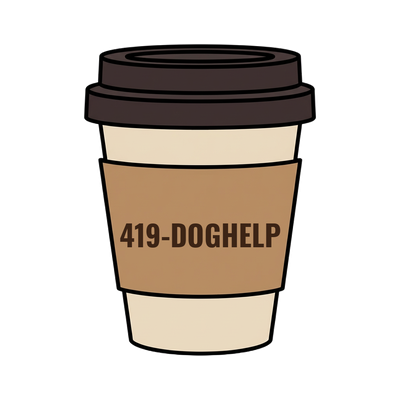 419-DOGHELP on a coffee cup
