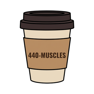440-MUSCLES on a coffee cup