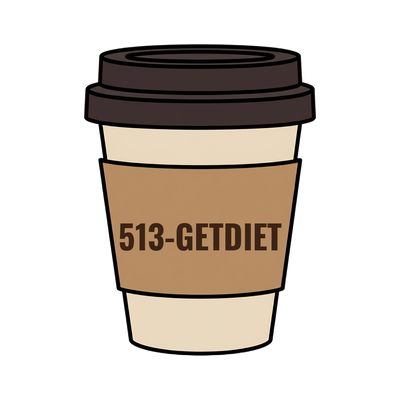 513-GETDIET on a coffee cup