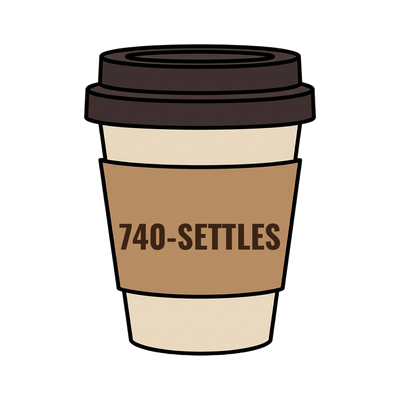 740-SETTLES on a coffee cup