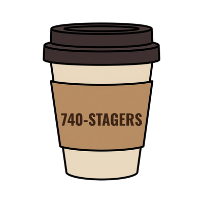 740-STAGERS on a coffee cup