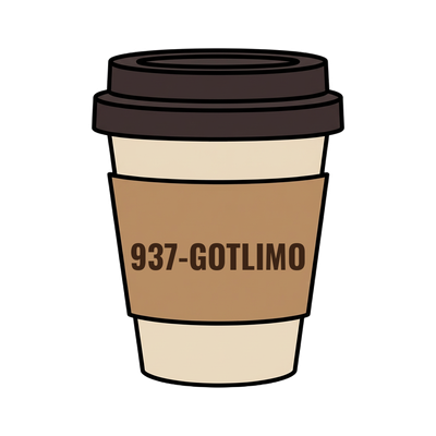 937-GOTLIMO on a coffee cup