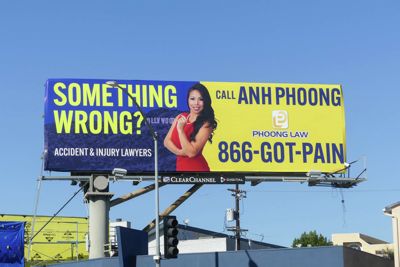 Phoong Law 866-GOT-PAIN billboard, Hollywood CA